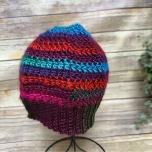 Multicolor Knit Messy Bun Beanie